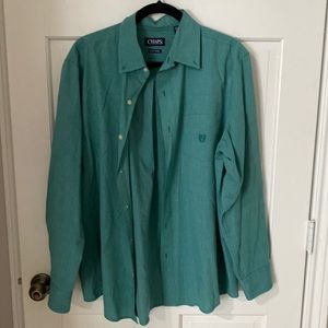 Large Teal Chaps easy care long sleeve button down.